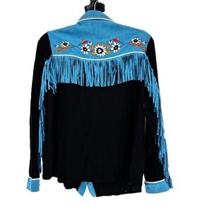 John Moon Texas Western Fringe Embroidered Shirt Women's S Cowgirl Studded Rodeo